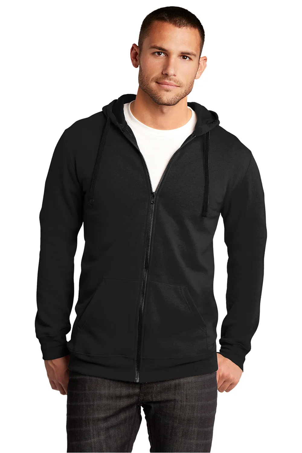 District Herren The Concert Fleece Full Zip Kapuzenpullover mit Taschen - Schwarz