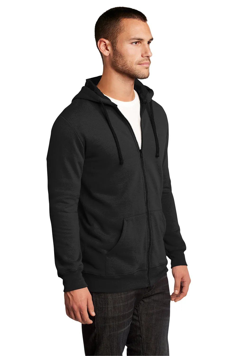District Herren The Concert Fleece Full Zip Kapuzenpullover mit Taschen - Schwarz