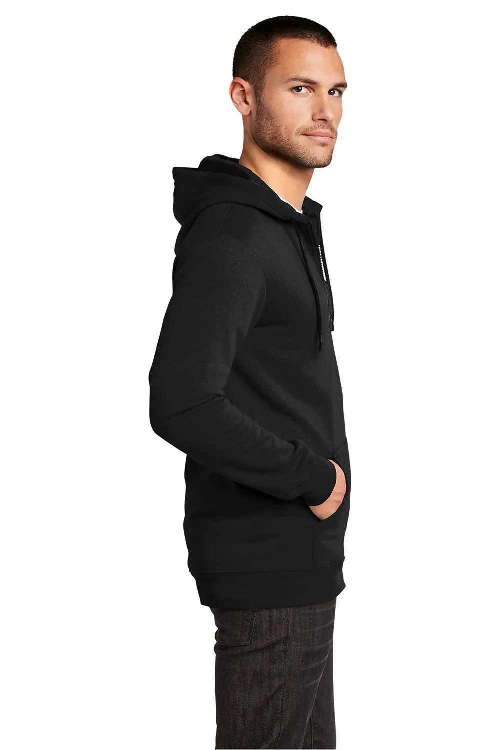 District Herren The Concert Fleece Full Zip Kapuzenpullover mit Taschen - Schwarz
