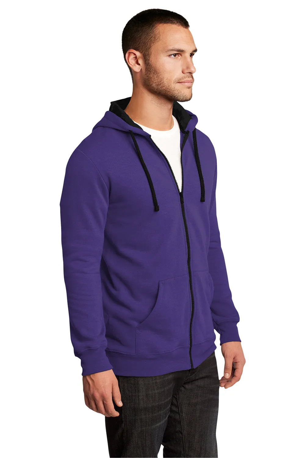 District Herren The Concert Fleece Full Zip Kapuzenpullover mit Taschen - Lila