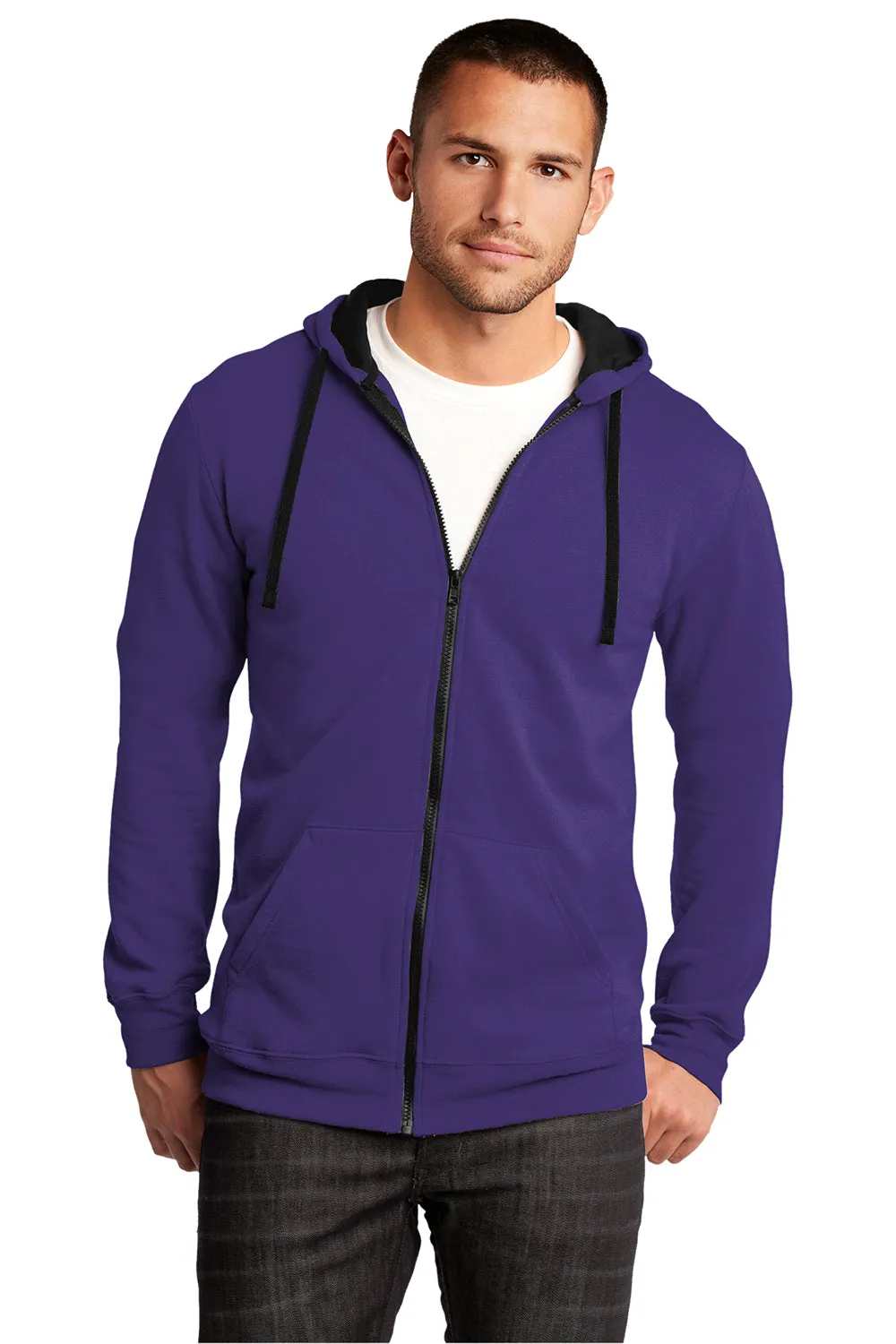 District Herren The Concert Fleece Full Zip Kapuzenpullover mit Taschen - Lila