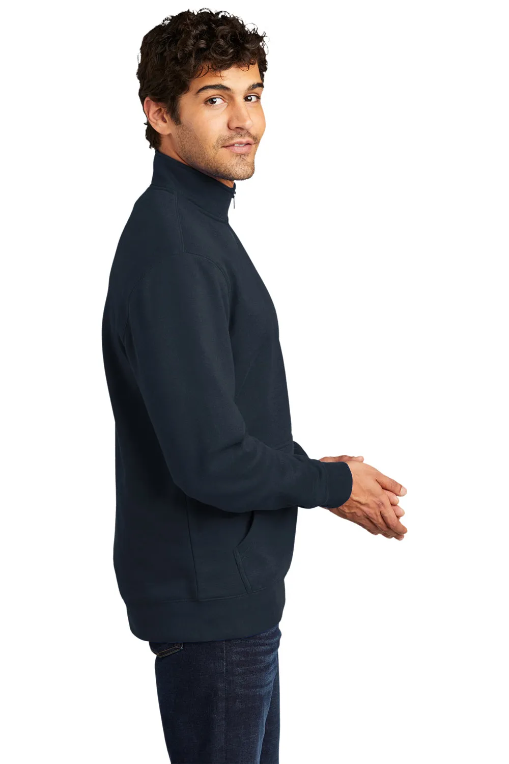 District Herren Sehr Wichtiger 1/4-Zip Sweatshirt mit Beuteltasche - Neu Navy Blau
