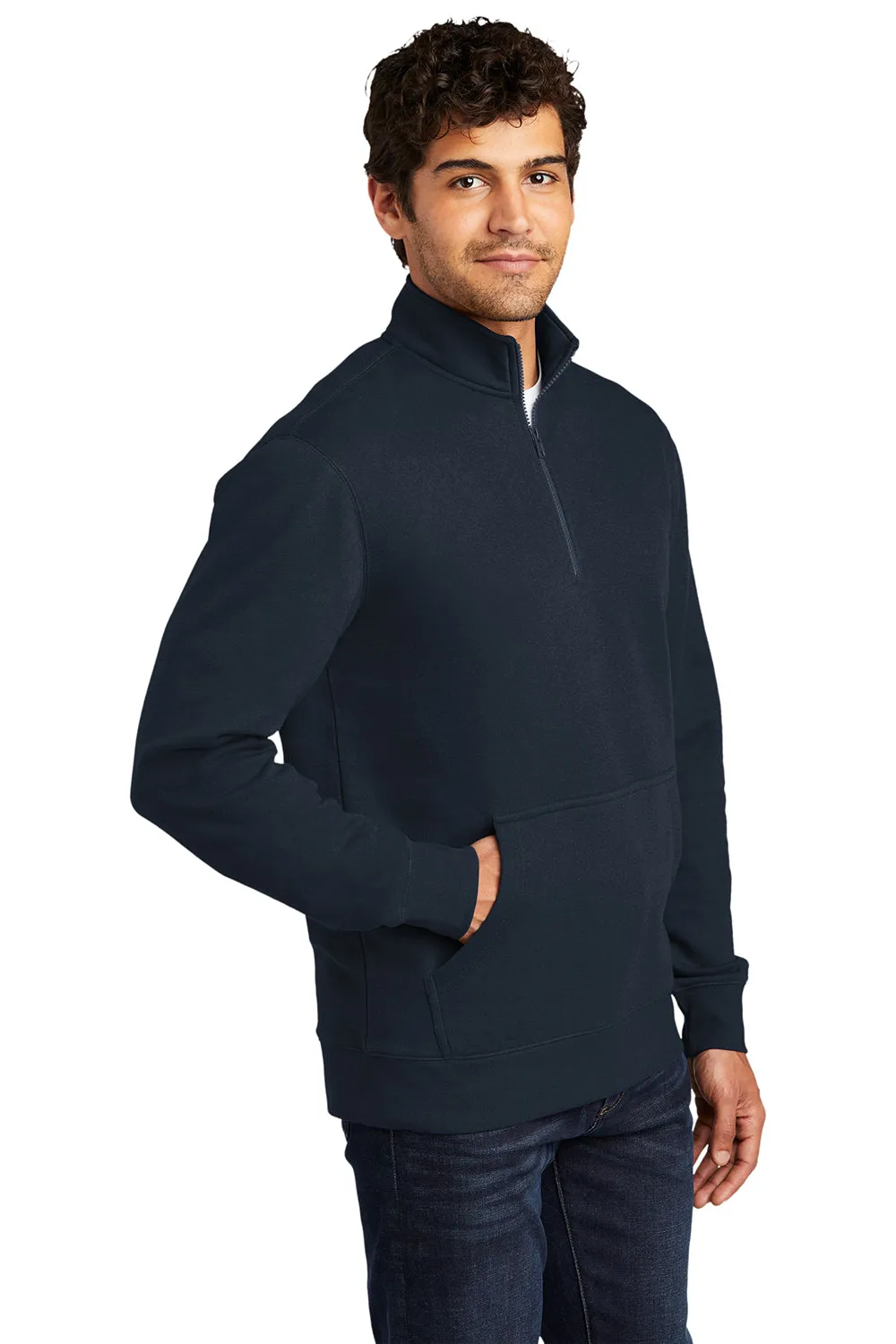 District Herren Sehr Wichtiger 1/4-Zip Sweatshirt mit Beuteltasche - Neu Navy Blau