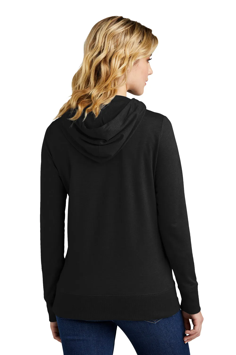 District Damen French Terry Full Zip Kapuzenpullover mit Taschen - Schwarz