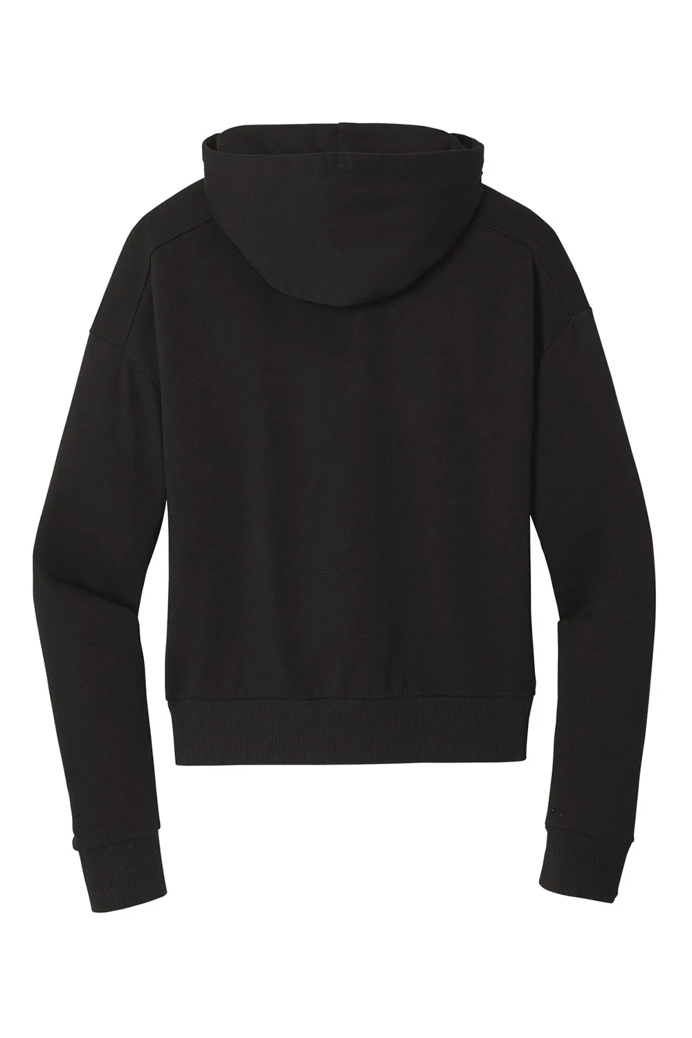 District Damen Perfektes Tri-Fleece 1/4 Zip Kapuzenpullover Hoodie mit Beuteltasche - Schwarz