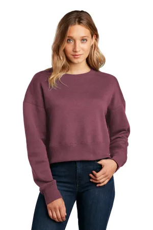 District Damen Perfektes Gewicht Fleece Cropped Crewneck Sweatshirt - Heather Loganberry - Ausverkauf
