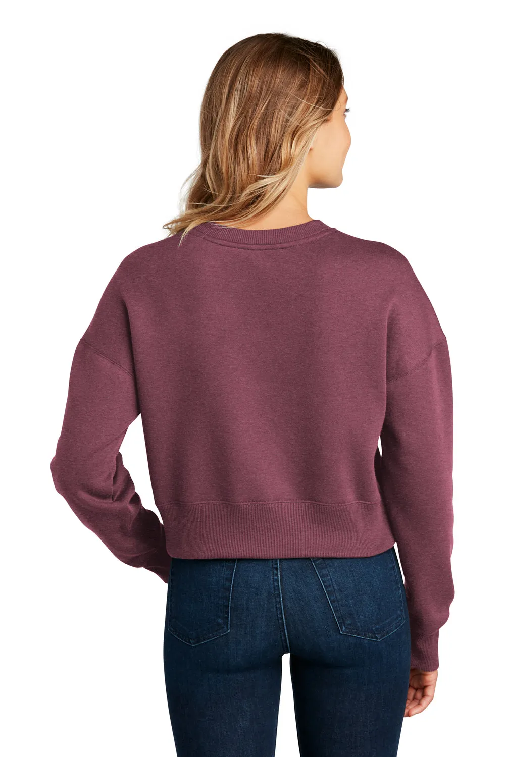 District Damen Perfektes Gewicht Fleece Cropped Crewneck Sweatshirt - Heather Loganberry - Ausverkauf