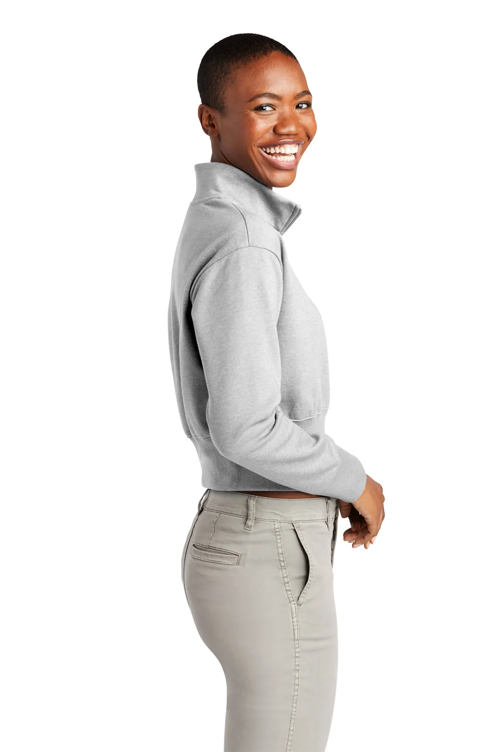 District Damen V.I.T. Fleece 1/4 Zip Sweatshirt - Heather Hellgrau