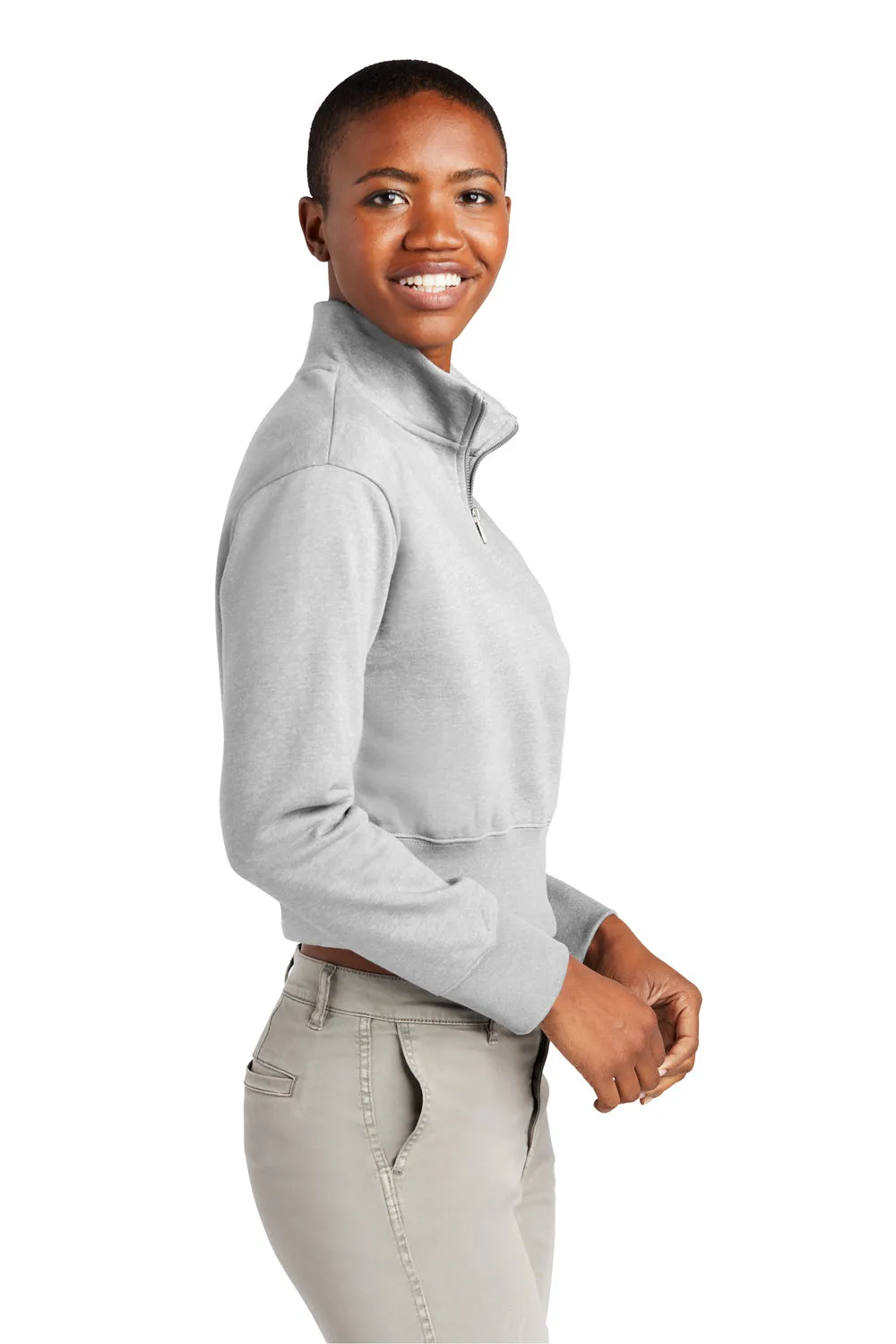 District Damen V.I.T. Fleece 1/4 Zip Sweatshirt - Heather Hellgrau