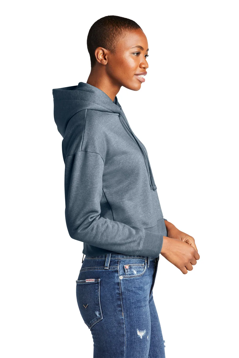 District Damen V.I.T. Fleece Kapuzenpullover Hoodie - Heather Flint Blau