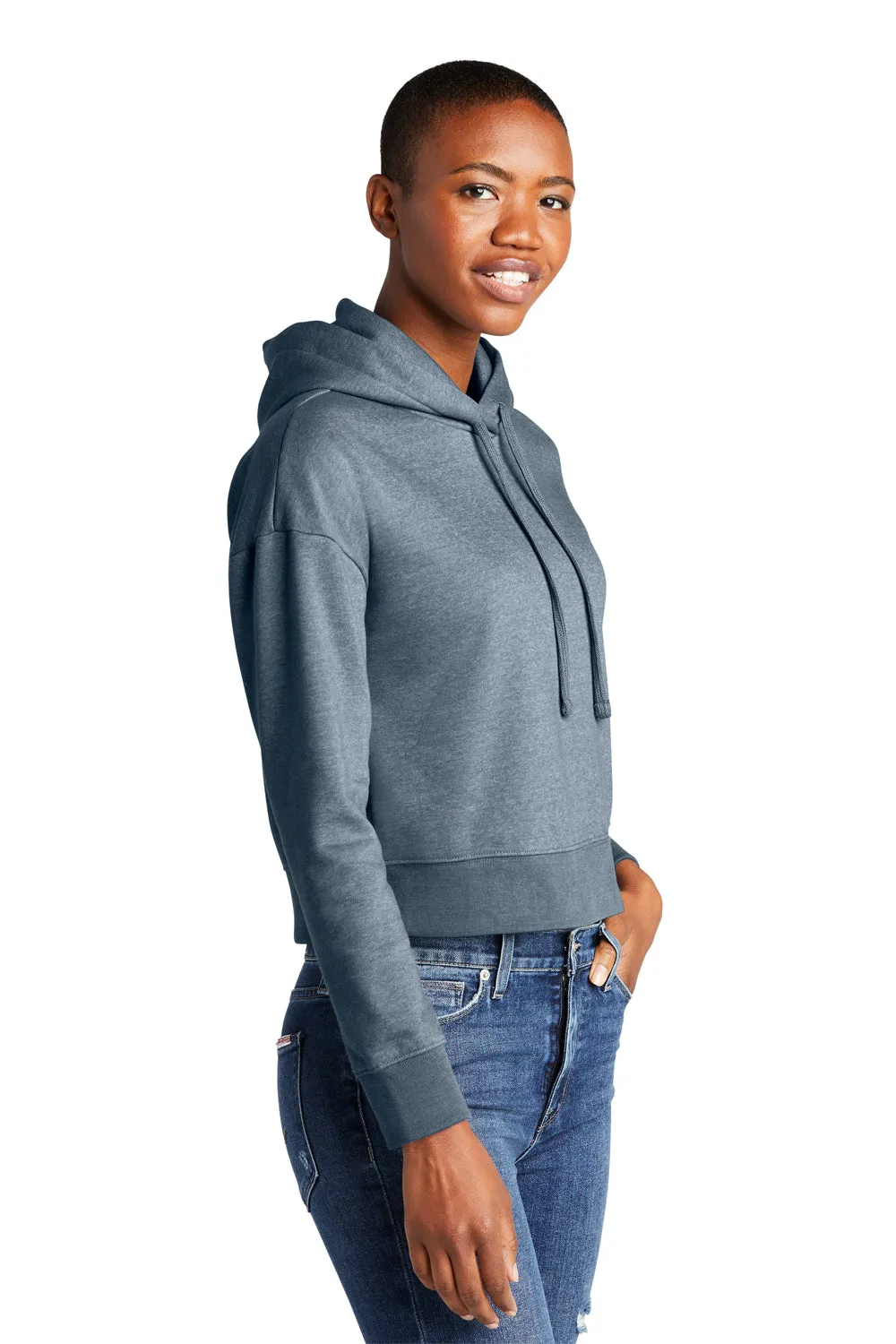 District Damen V.I.T. Fleece Kapuzenpullover Hoodie - Heather Flint Blau