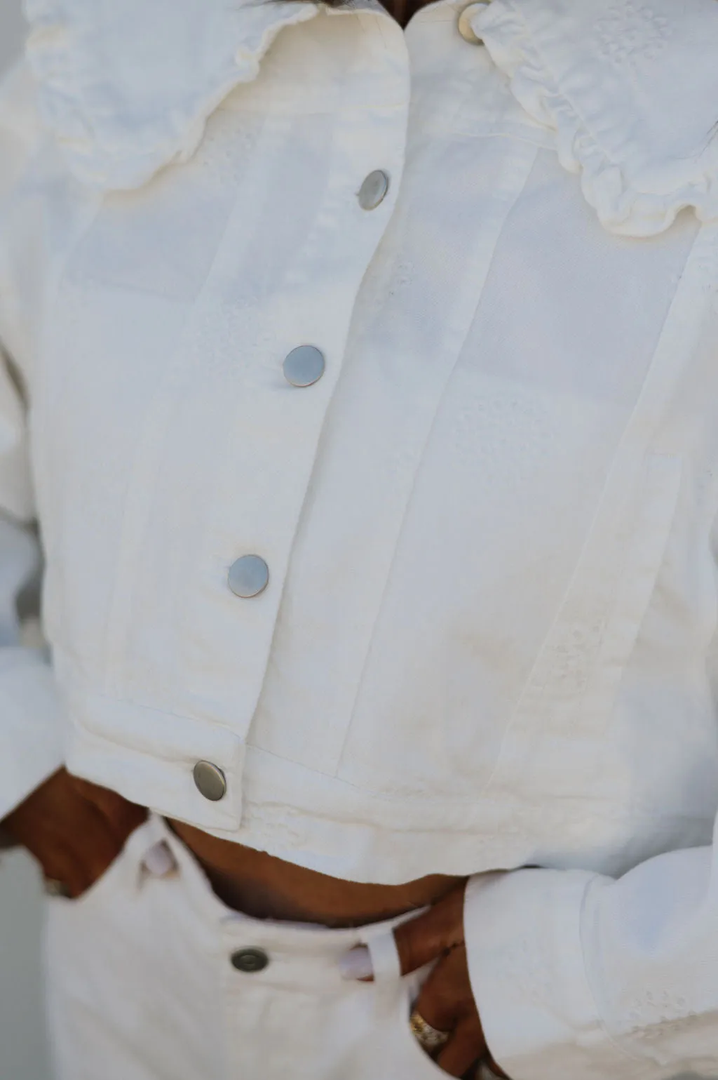 Puppenkragen bestickte Jacke - Off White