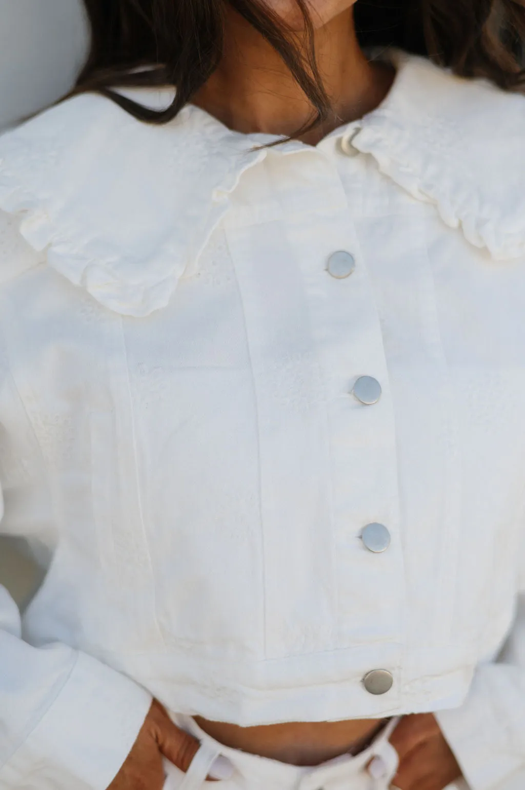 Puppenkragen bestickte Jacke - Off White