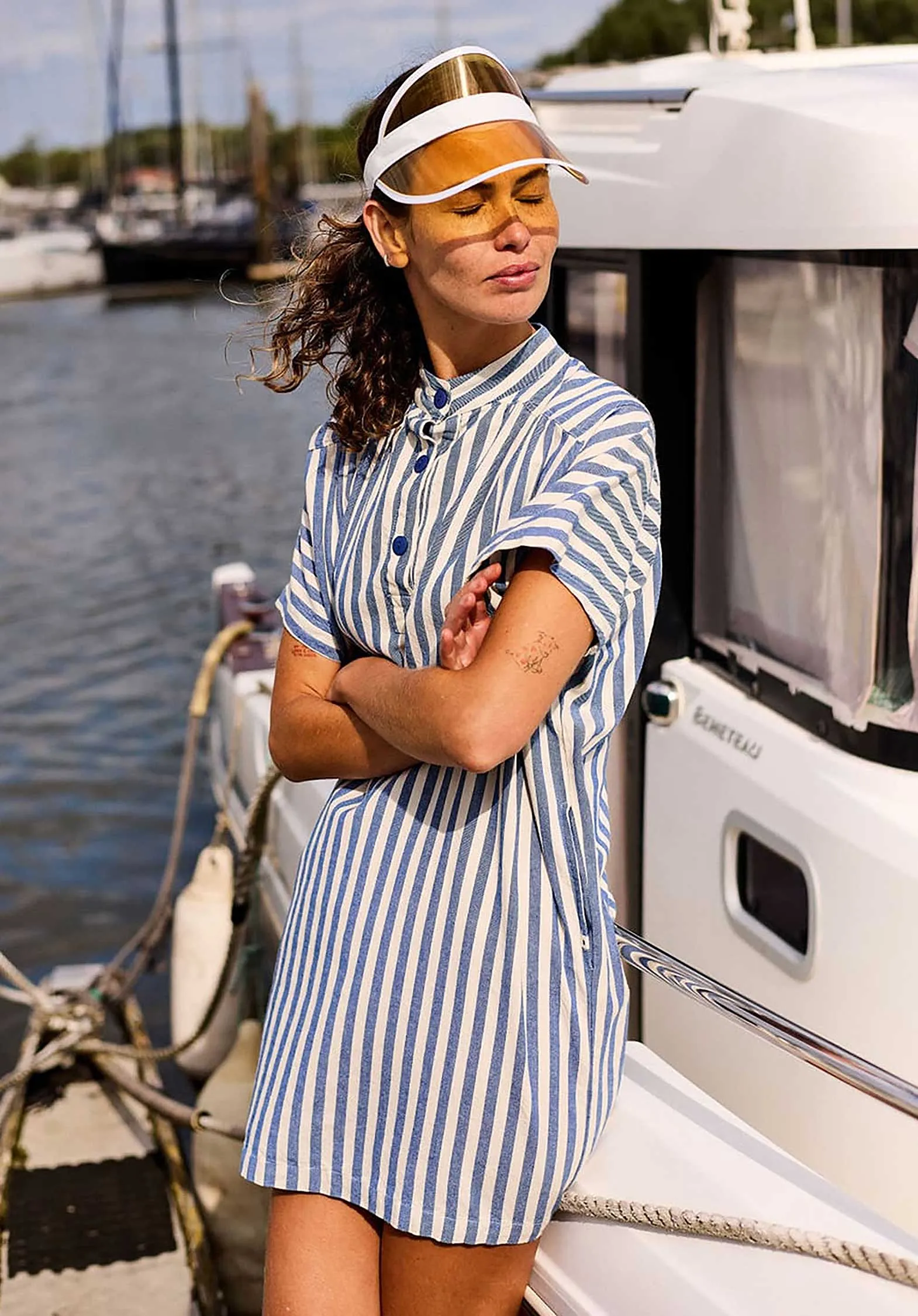 Kleid Wr05 Streifen Liegestuhl Kobalt-205