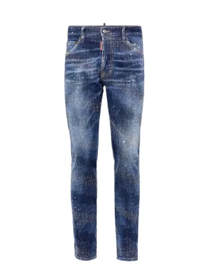 Dsquared2 allover logo crystals wash cool guy jeans