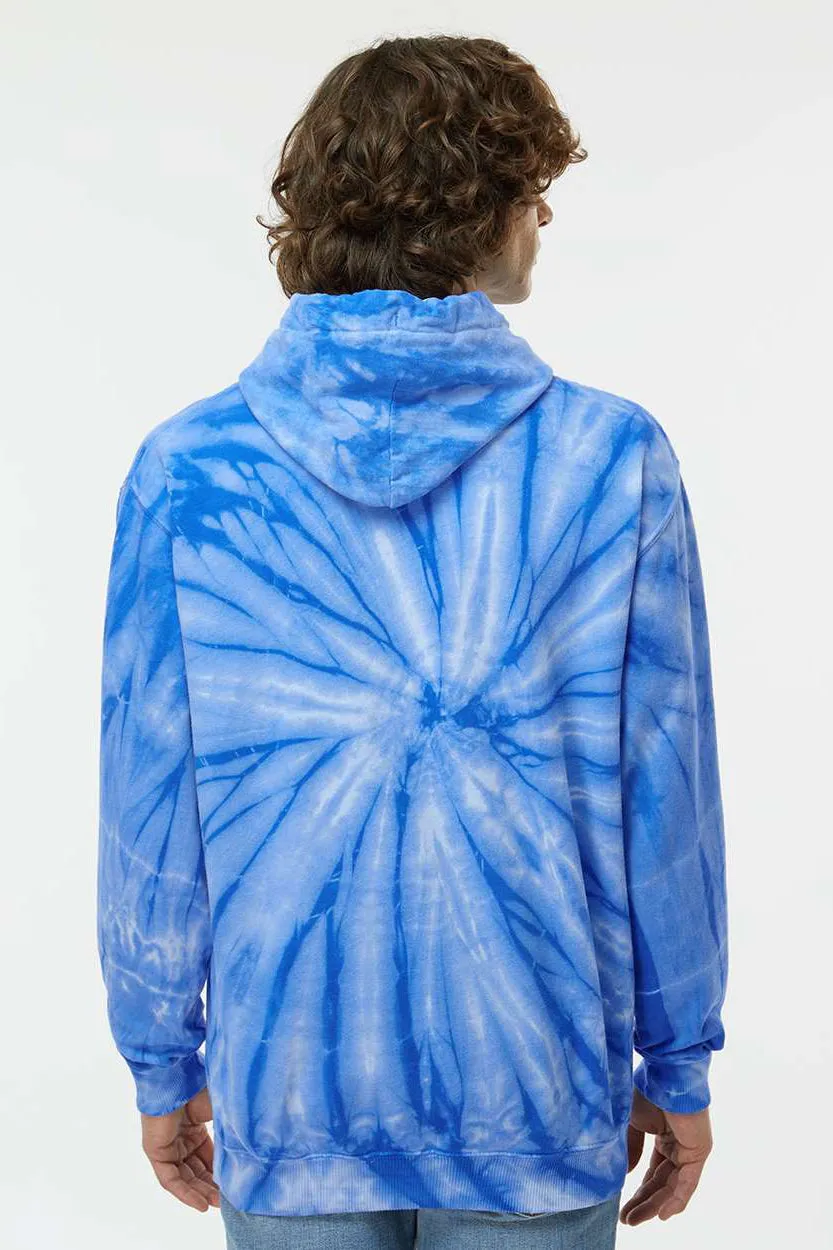 Dyenomite Herren Cyclone Tie Dye Kapuzenpullover Hoodie mit Kangaroo-Tasche - Königsblau