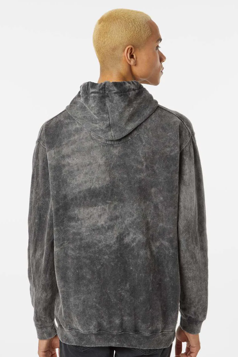 Dyenomite Herren Premium Fleece Mineral Wash Kapuzenpullover Hoodie mit Beuteltasche - Grau Mineral Wash