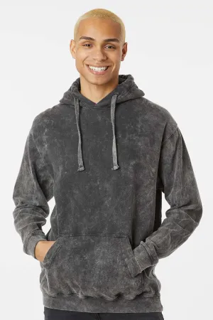 Dyenomite Herren Premium Fleece Mineral Wash Kapuzenpullover Hoodie mit Beuteltasche - Grau Mineral Wash