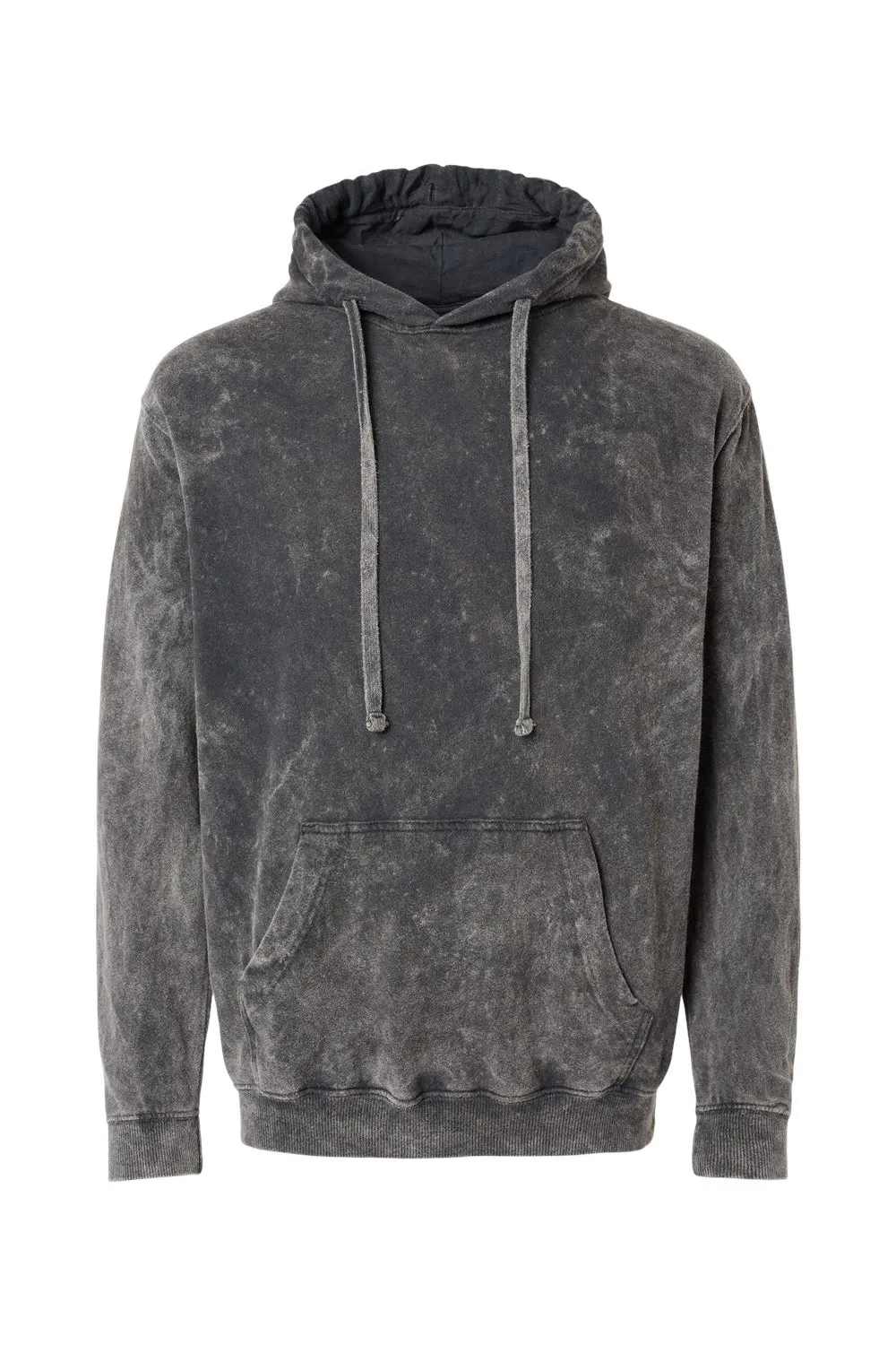 Dyenomite Herren Premium Fleece Mineral Wash Kapuzenpullover Hoodie mit Beuteltasche - Grau Mineral Wash