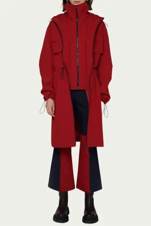Edith Kapuzen-Schalen-Parka in Weinrot