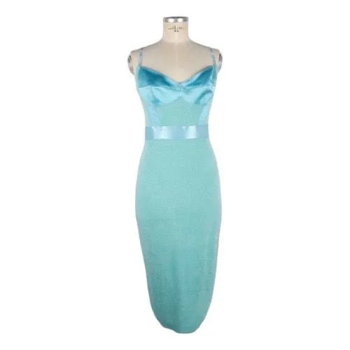 Elisabetta Franchi Chenille und Satin Figurbetontes Midi-Kleid