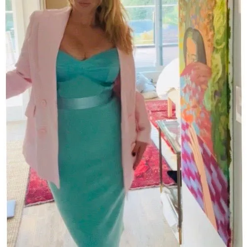 Elisabetta Franchi Chenille und Satin Figurbetontes Midi-Kleid