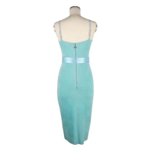 Elisabetta Franchi Chenille und Satin Figurbetontes Midi-Kleid