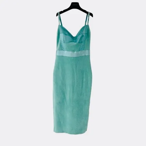 Elisabetta Franchi Chenille und Satin Figurbetontes Midi-Kleid