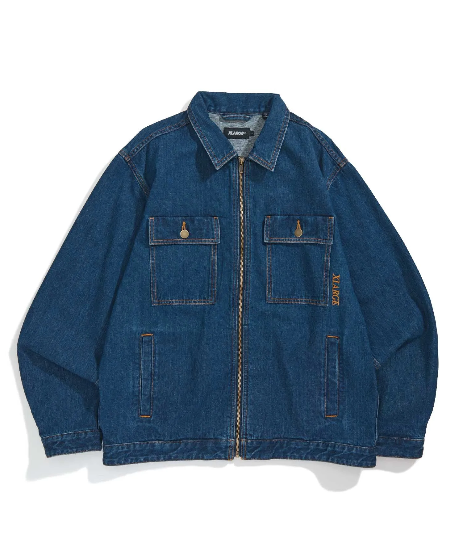 BESTICKTE DENIM-JACKE MIT REIßVERSCHLUSS