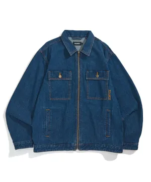 BESTICKTE DENIM-JACKE MIT REIßVERSCHLUSS