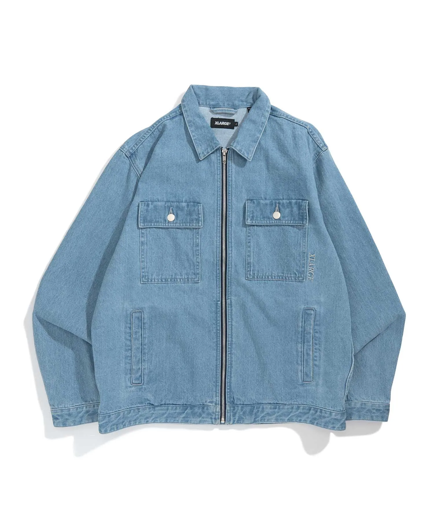 BESTICKTE DENIM-JACKE MIT REIßVERSCHLUSS