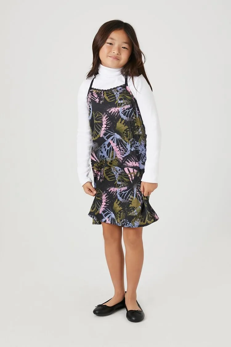 Forever 21 Mädchen Schmetterlingsdruck Cami-Kleid (Kinder) Schwarz/Mehrfarbig Forever 21
