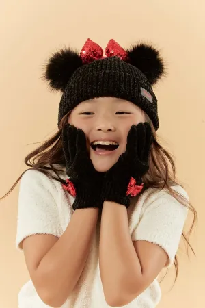 Forever 21 Girls Disney Minnie Maus Mütze & Handschuhe Set (Kinder) Schwarz/Rot Forever 21