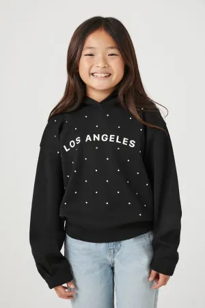 Forever 21 Mädchen Strass Los Angeles Hoodie Sweatshirt (Kinder) Schwarz/Mehrfarbig Forever 21