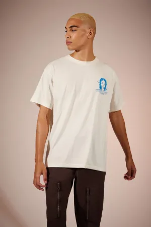Forever 21 Herren Graphic T-Shirt mit Wahrsager-Motiv Creme/Blau Forever 21