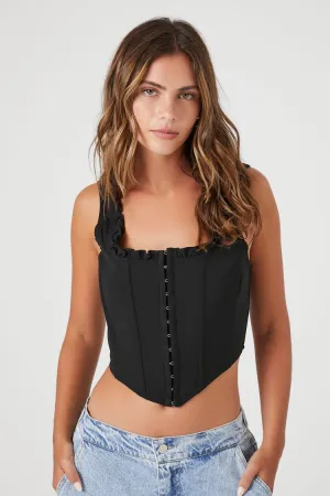 Forever 21 Women's Ruffle-Trim Corset Crop Top Black Forever 21