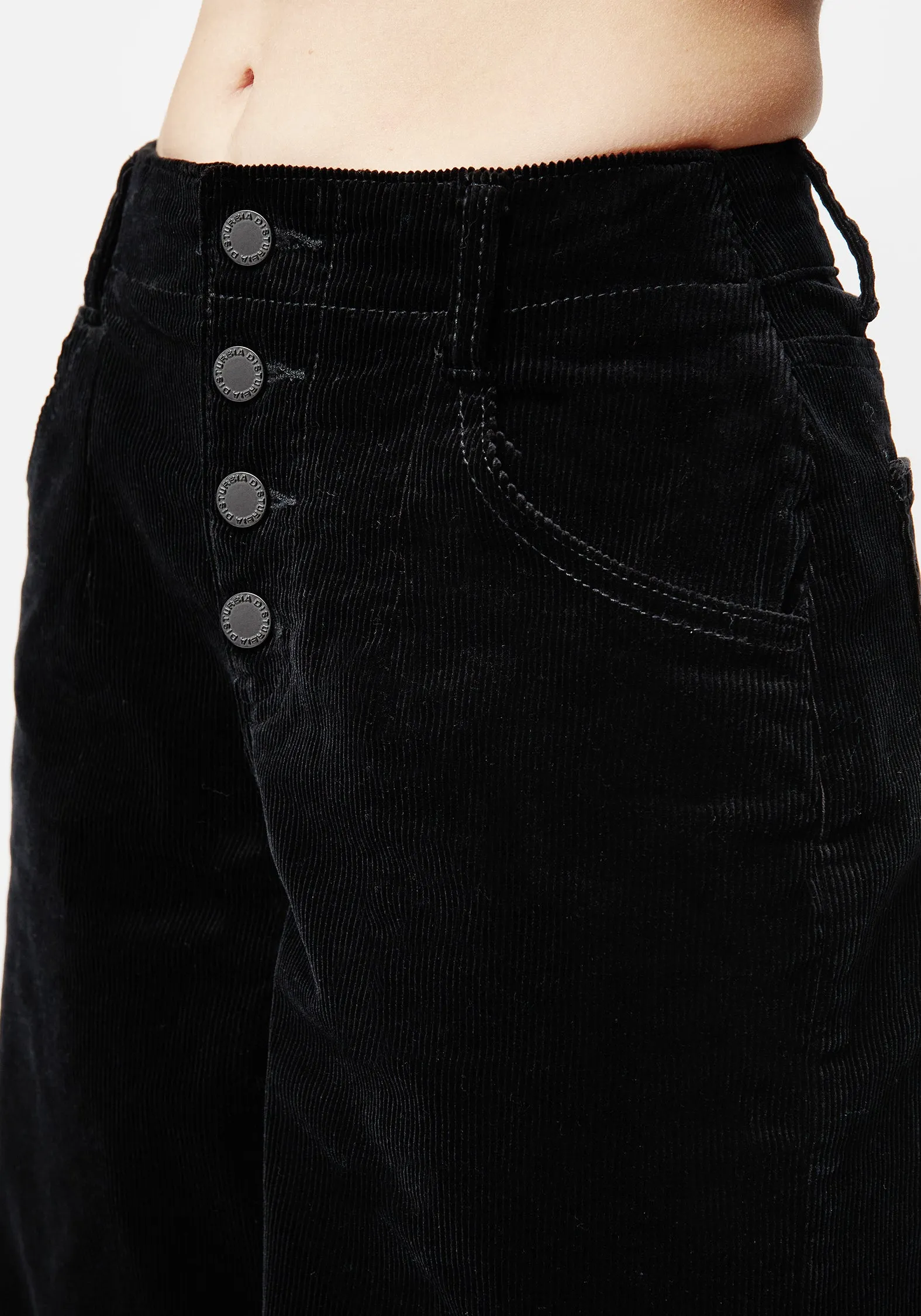 Foster Weit geschnittene Cord-Cropjeans - Schwarz