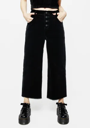 Foster Weit geschnittene Cord-Cropjeans - Schwarz