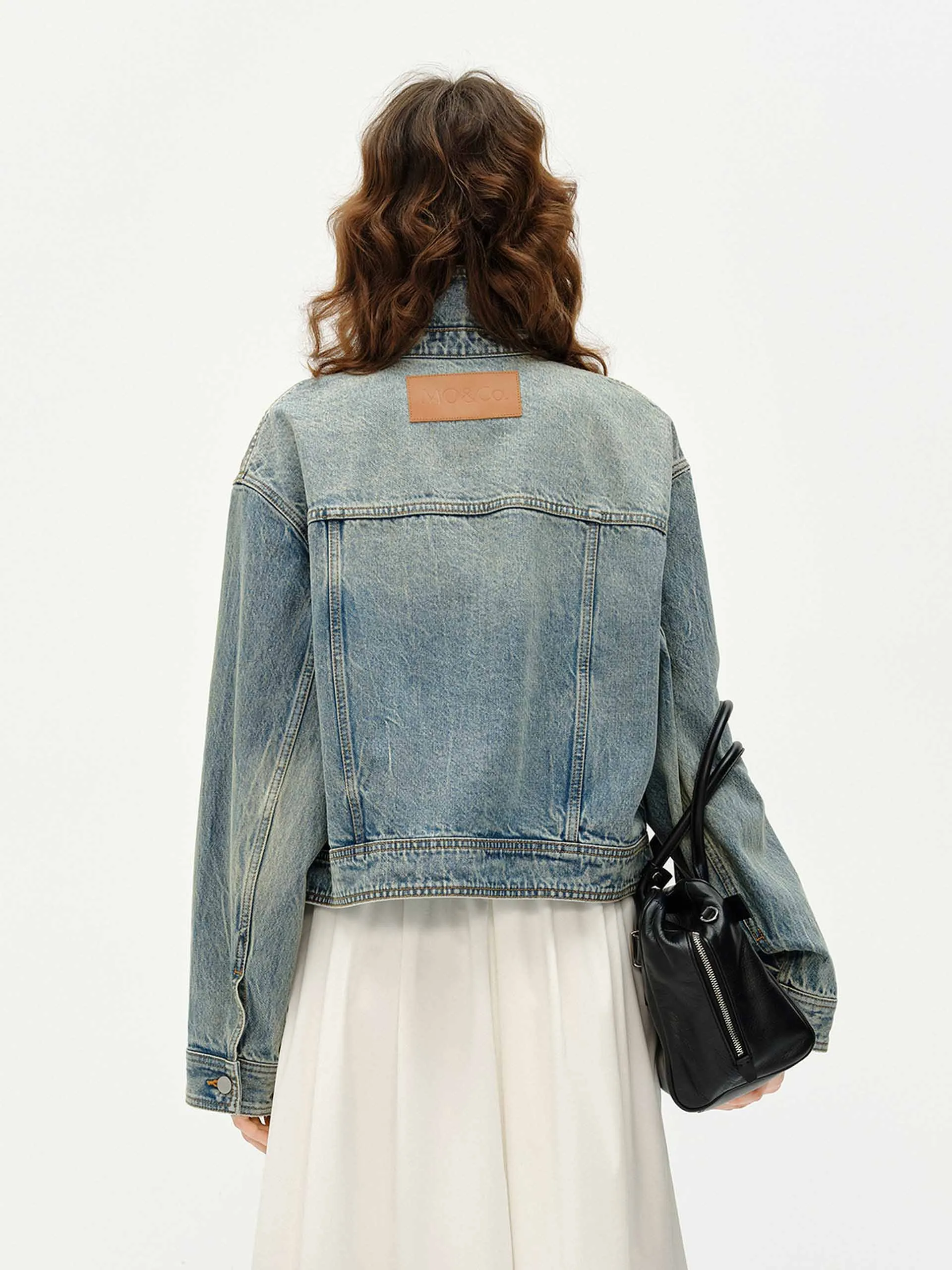 Denim-Jacke mit Fronttasche