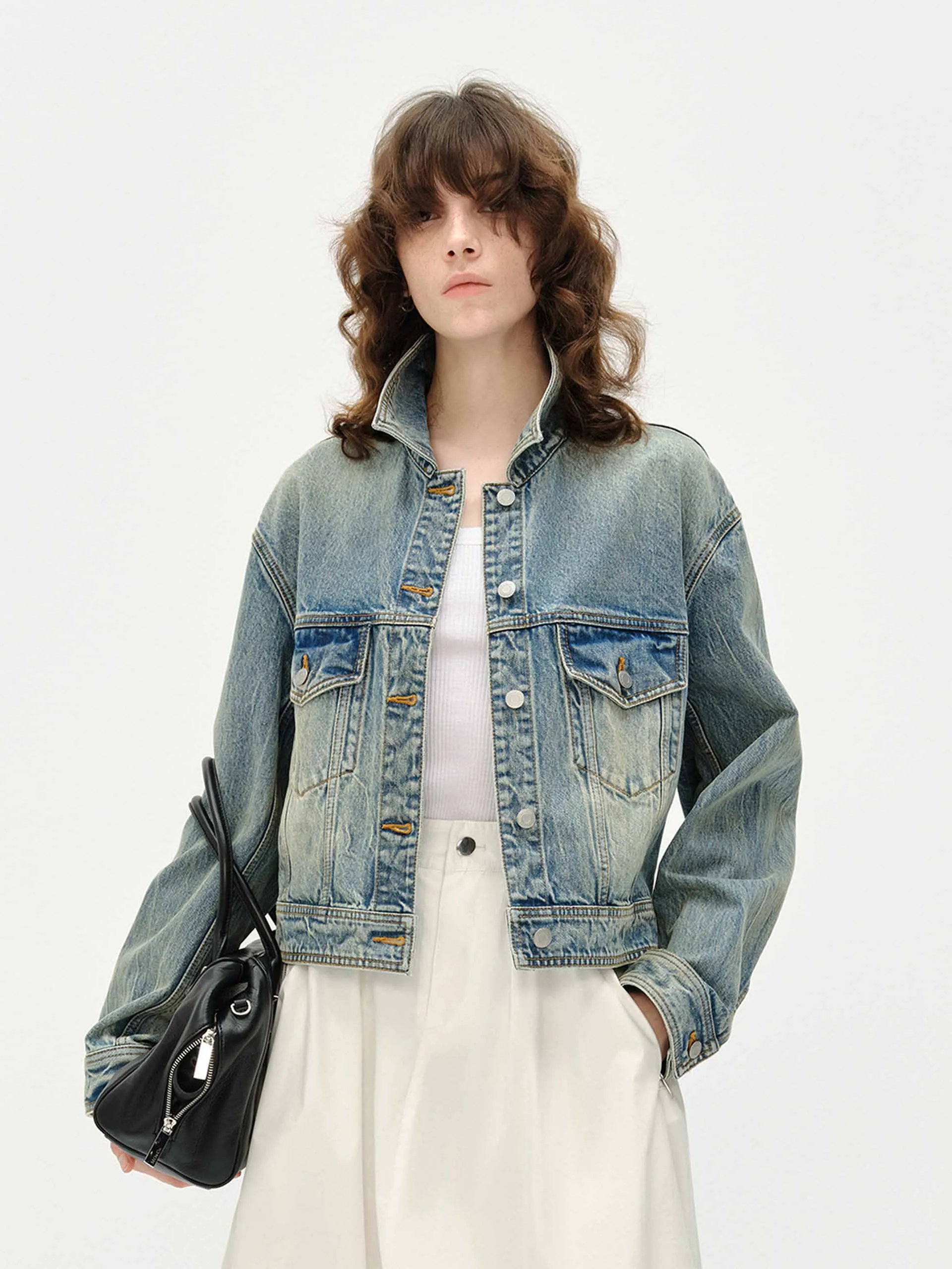 Denim-Jacke mit Fronttasche