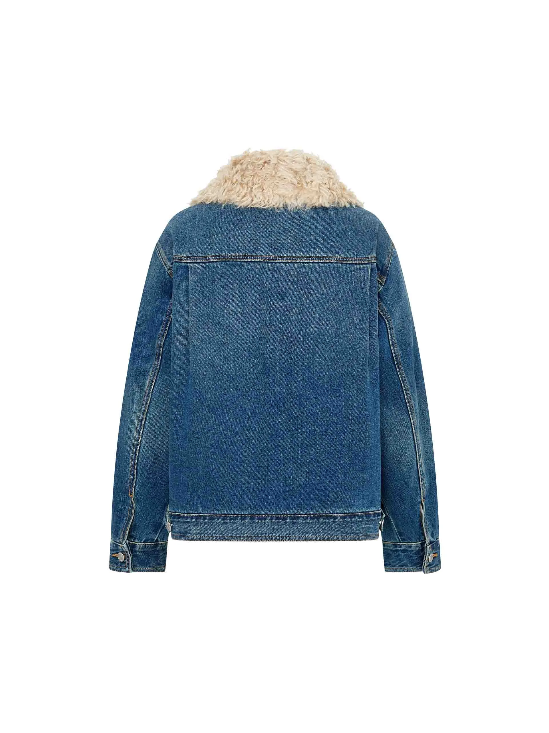Fuzzy Kragen Denim Jacke