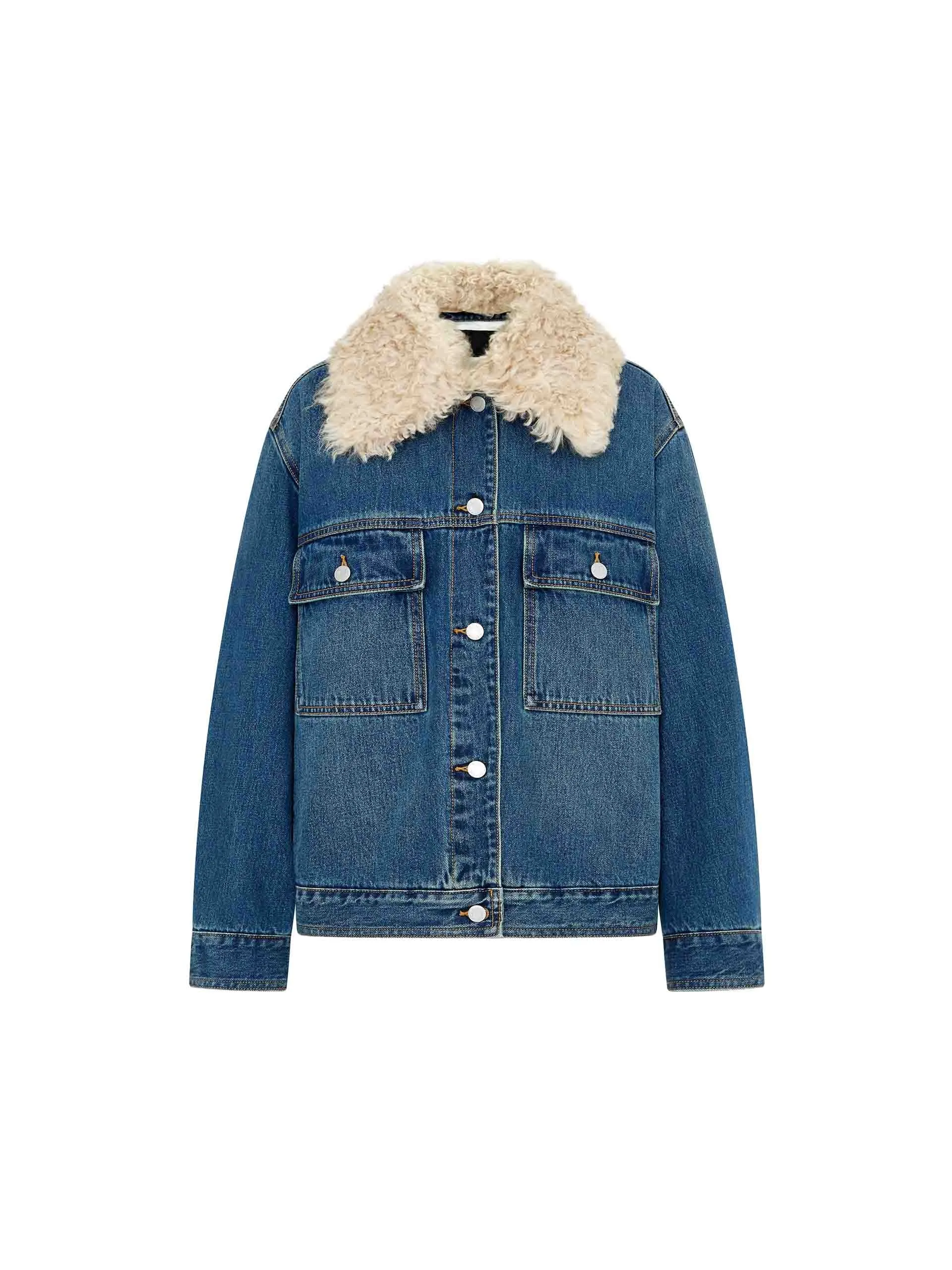 Fuzzy Kragen Denim Jacke