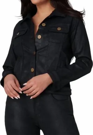 Gabriella Denim Jacke in lackiertem Schwarz