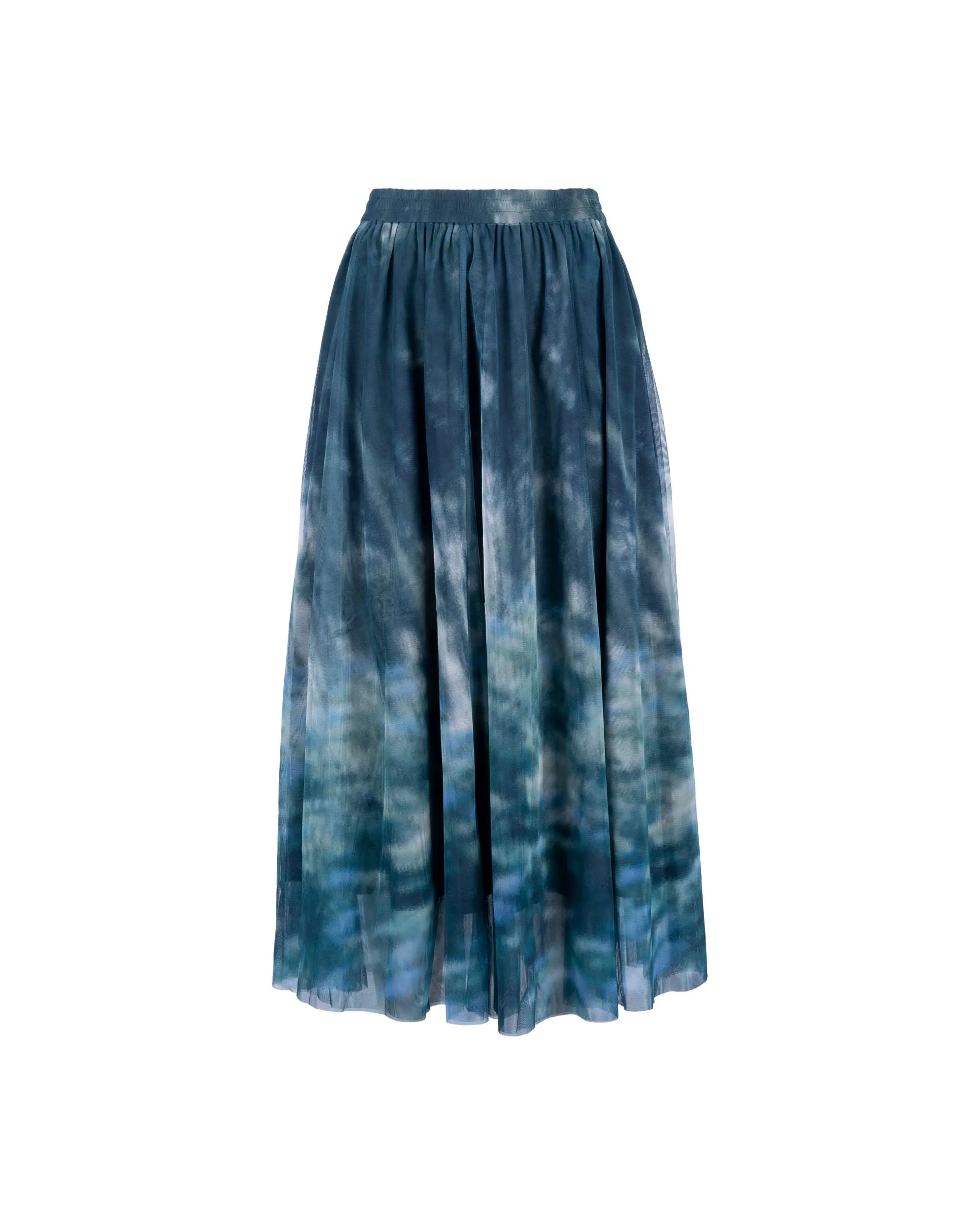 Garden Print Mesh Maxi Flare Rock Kleidung_Atsuro-Tayama