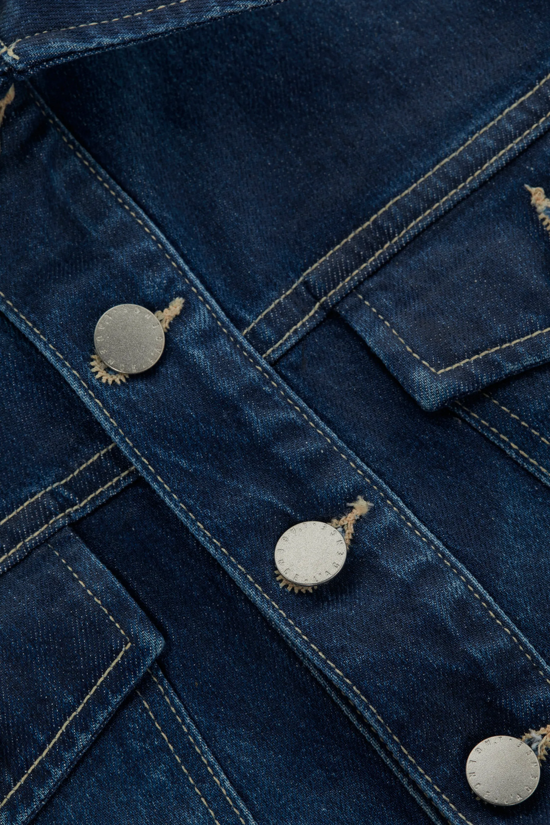 Genevie Beschichtete Cropped Denimjacke