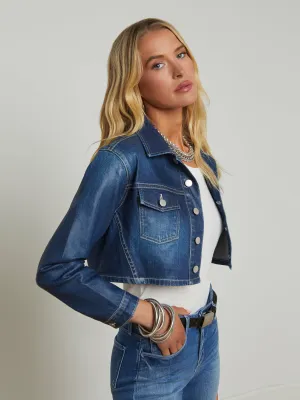 Genevie Beschichtete Cropped Denimjacke