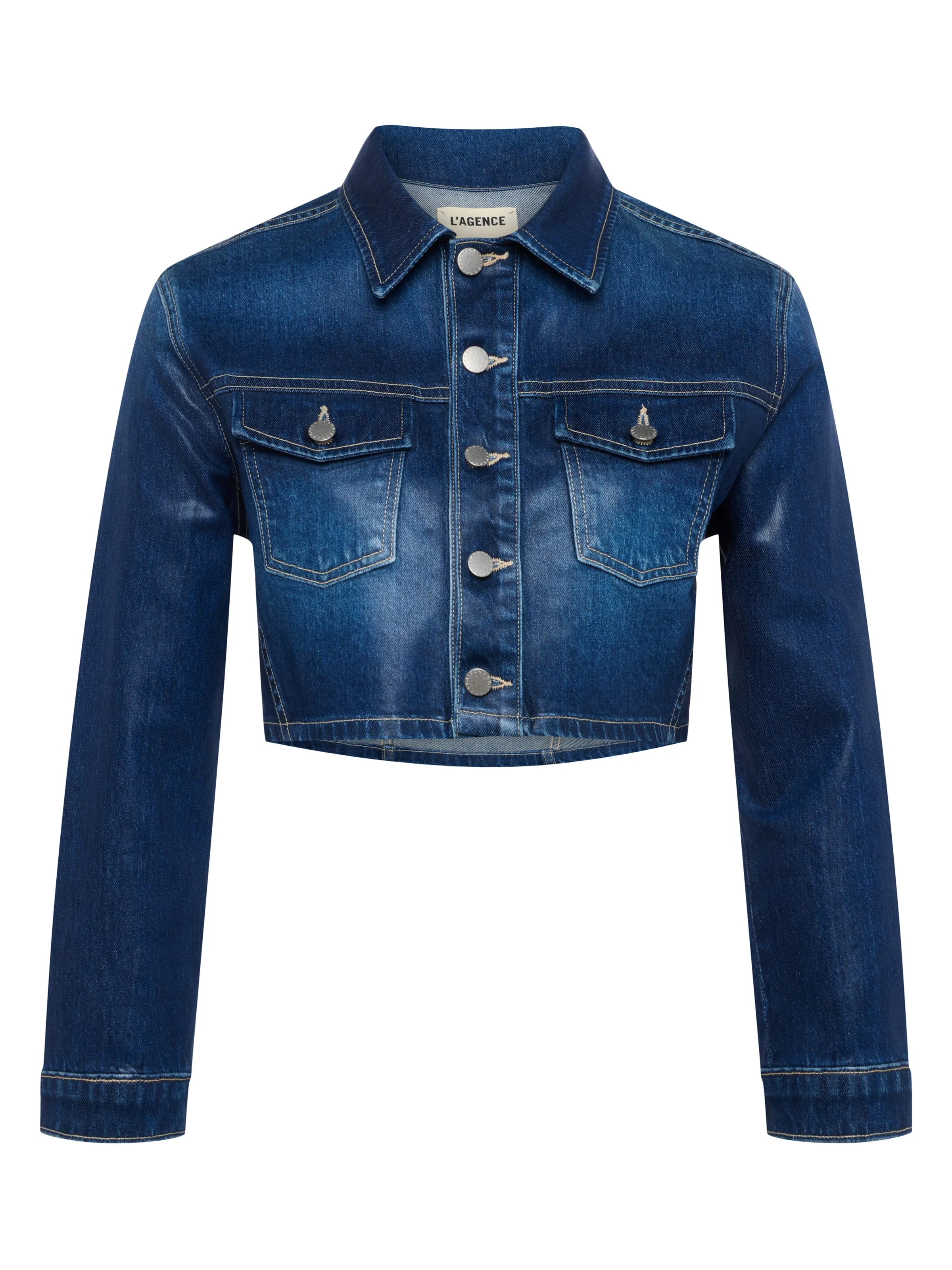 Genevie Beschichtete Cropped Denimjacke