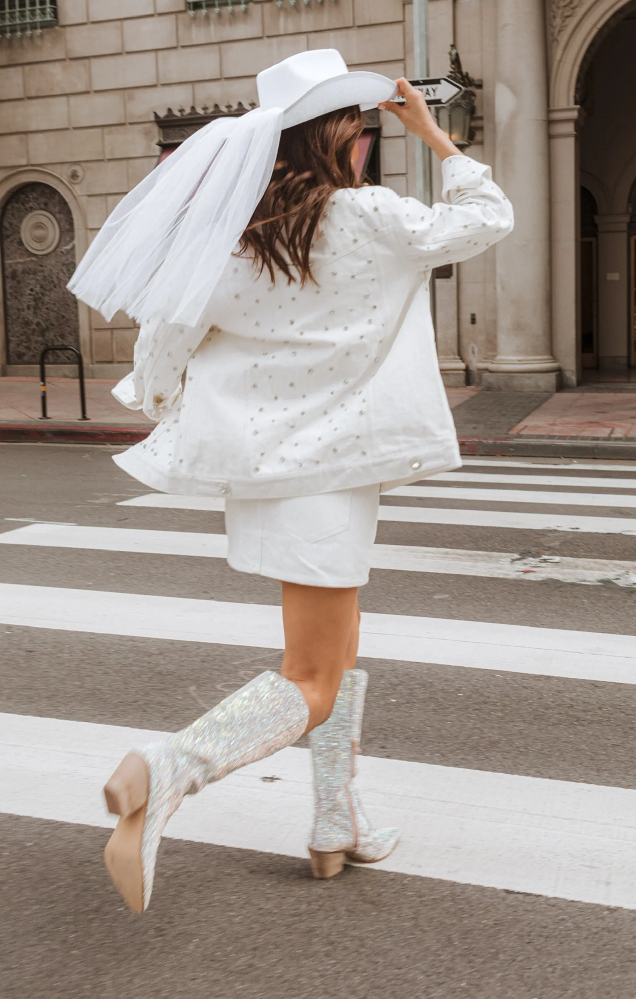 Getting Hitched Jacket ~ Rhinestone White Denim