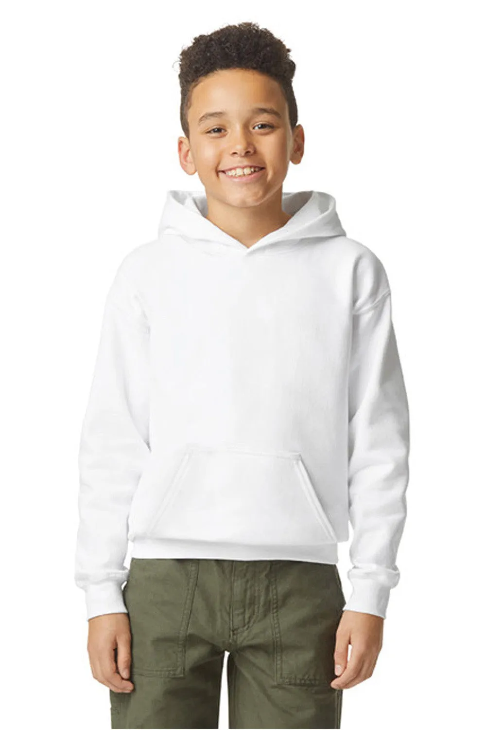 Gildan Youth Softstyle Kapuzenpullover Hoodie mit Kangaroo-Tasche - Weiß