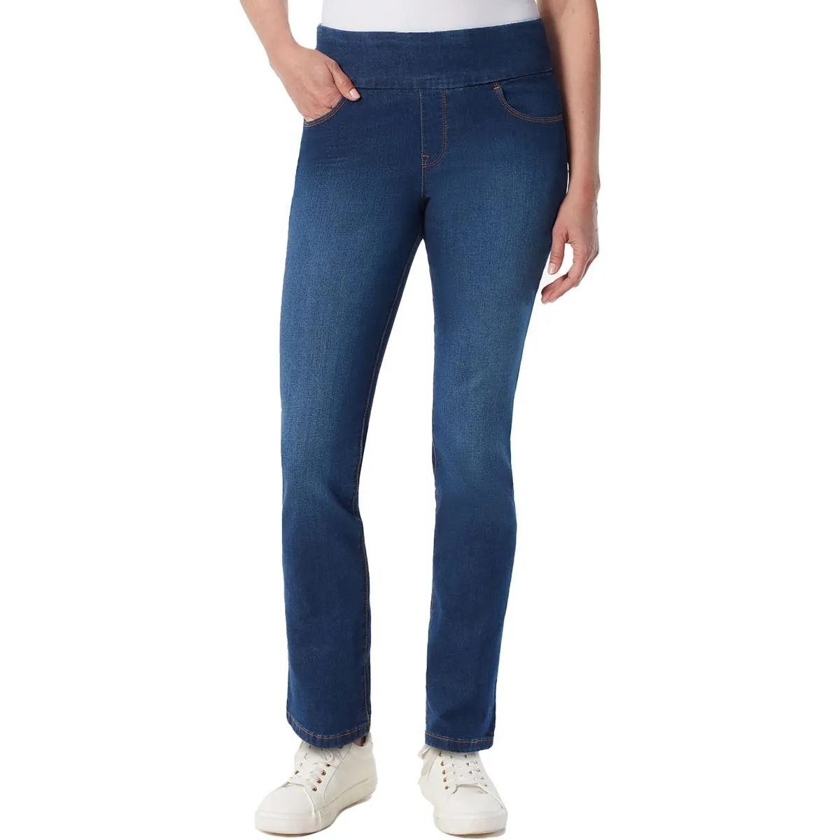 Gloria Vanderbilt Damen Amanda High Rise Pull On Straight Leg Jeans